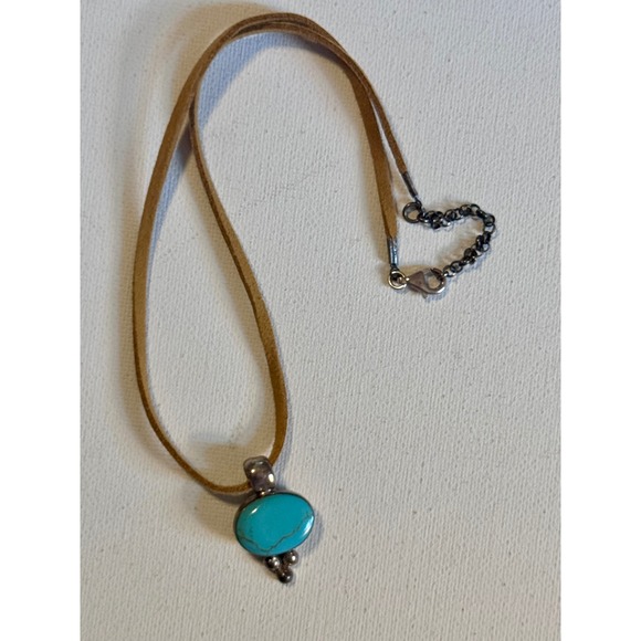 Jewelry - Vintage ATI Mexico 925 Sterling Silver Blue Howlite Pendant Necklace Cord